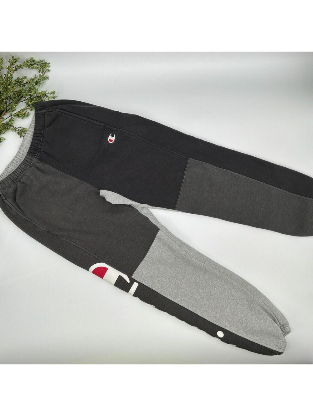 Champion Patchwork Grey Jogger Sweatpants Size S Women's